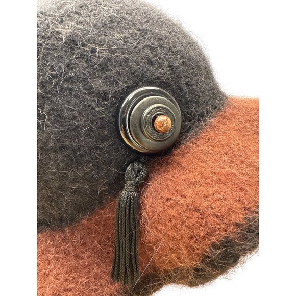 Handmade Susan Salomon Black & Rust Wool Felt Cloche Hat - Picture 3 of 8